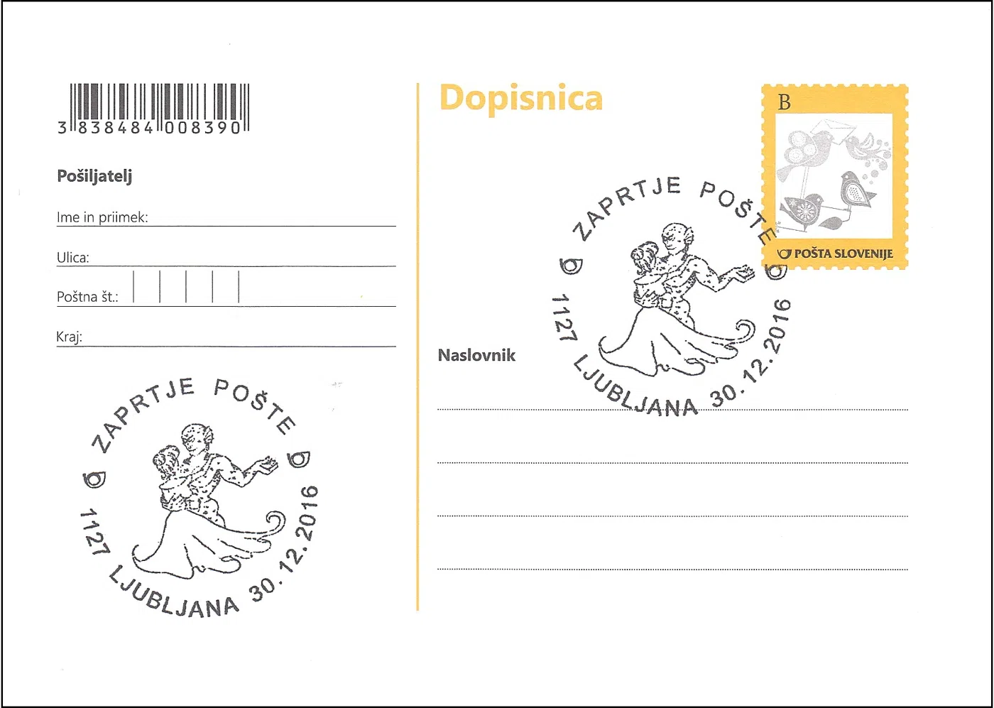 ZAPRTJE POŠTE 1127 LJUBLJANA